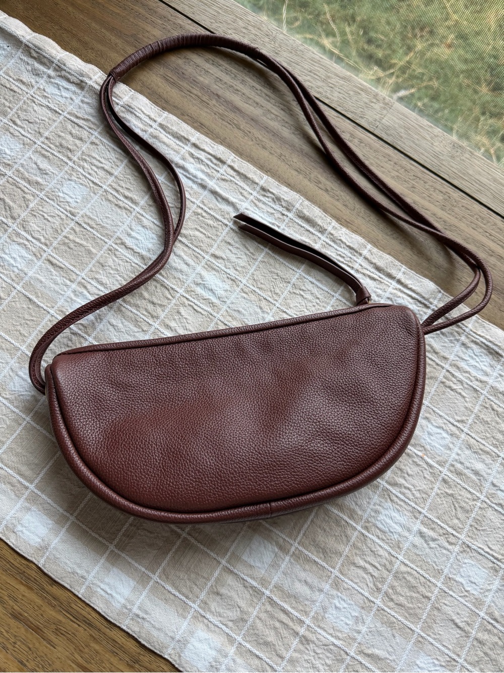 Magnolia Brown Crescent Leather Crossbody Bag